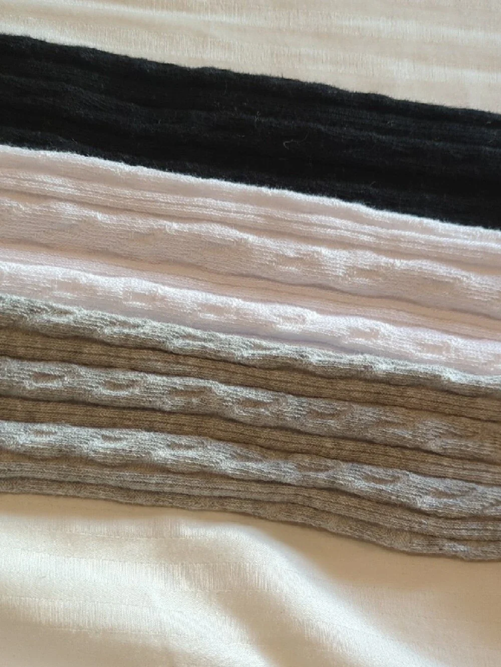 🩷 Girls Tights Bundle Cat & Jack Cable Knit Cotton Tights in Gray, White, Black